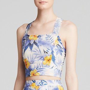 JOA Crop Top Blue and Yellow Floral Size Small